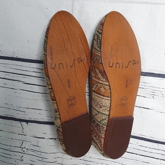 Unisa Tapestry Canvas Flat Leather Shoes Size 6B - Picture 5 of 7